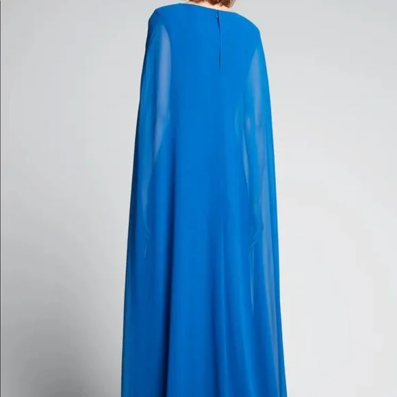 NWT BADGLEY MISCHKA GEORGETTE CAPE GOWN - Picture 9 of 16